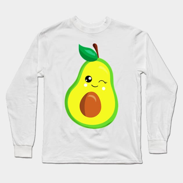 Avocado Costume Vegan Winking Cute Avocado Girls Kids gift Long Sleeve T-Shirt by Tokyo